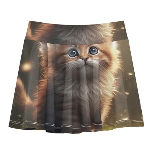 Breathable Athletic Shorts Girls Skorts Tennis Skirts Toddler Pleated Cute Brown Kitten Cat 4t