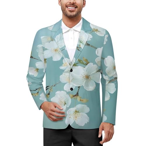 Cherry Flower Branch Mens Casual Blazer Button Suit Jacket Lightweight Sport Coat for Work Business