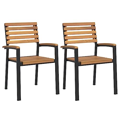 Nqyjm Chaise de Repas pour Jardin Extérieur, Chaises de Jardin empilables Lot de 2 Bois d'acacia...