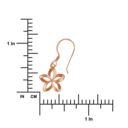 Sterling Silver with Rose Gold Tone Overlay 1/2 Inch Open Plumeria Dangle Earrings - Image 3