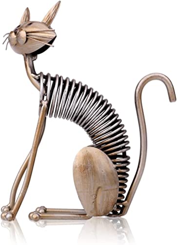 Too-arts Metal Sculpture Iron Art Cat Spring Handicraft Crafting Home Decoration Furnishing Craft
