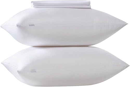 Miniatura 3 de Paquete de 4 protectores de almohada refrescantes de viscosa de bambú a prueba de plumas con cremallera, tamaño estándar, fundas impermeables a