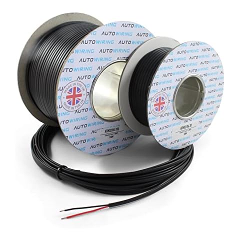 Automotive FLAT Twin 2 Core Cable 12v 24v Thin Wall Wire (11 AMP Rated 0.5mm² 20 AWG) 10/30/100 Metre (10M Coil) Cover
