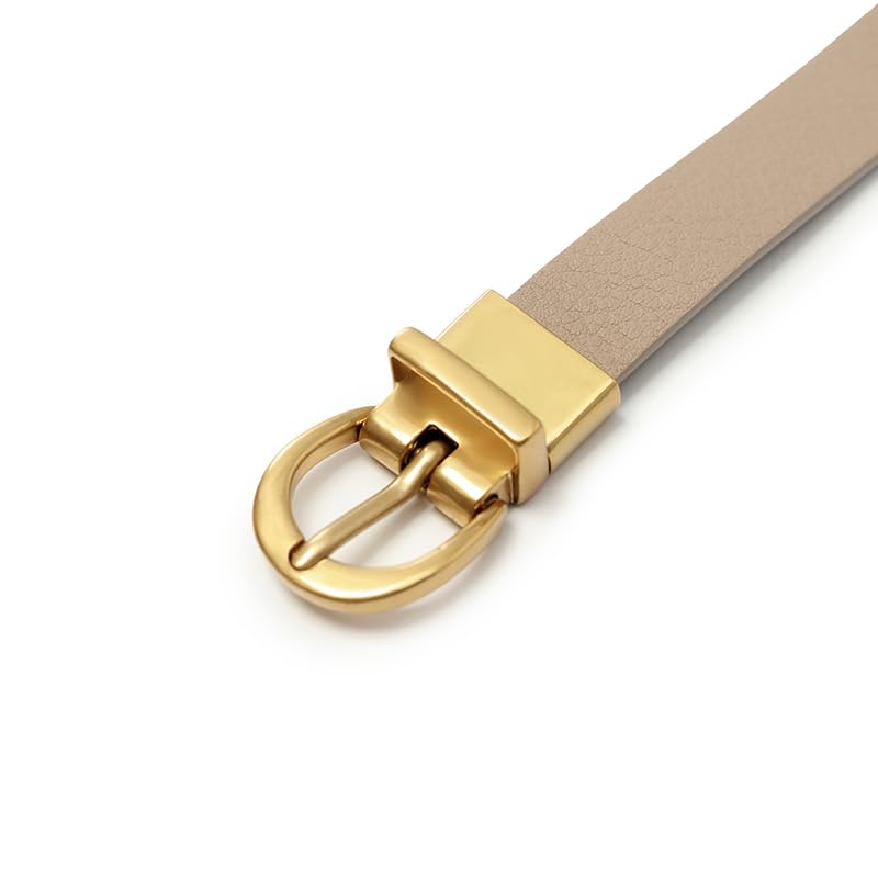 Women's Reversible Bovine Leather Belt Skinny Fashion Waist Belts for Dresses Jeans Pants with Gold Buckle3
