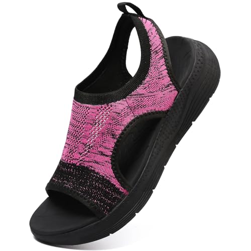 DimaiGlobal Sandali Donna Estive Comodi Ortopedici con Punta Aperta Scarpe Lavabili Sandalo Sportivo Scarpe con Zeppa 38EU Magenta