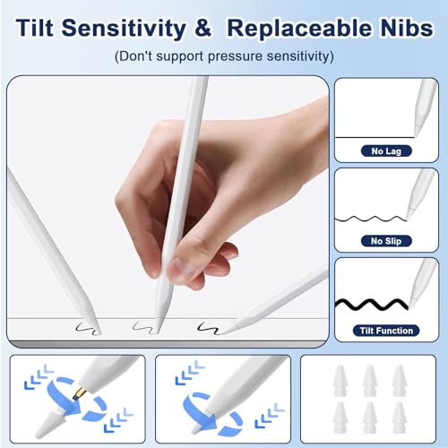 Pencil 2nd Generation for iPad 2018-2023 with Magnetic Wireless Charging Compatible with Apple iPad Pro 13”(M4)/12.9”/11”,iPad Air 6(M2)/5/4/3,iPad mini 7(A17 Pro)/6/5,iPad10/9/8/7/6 White - Image 4