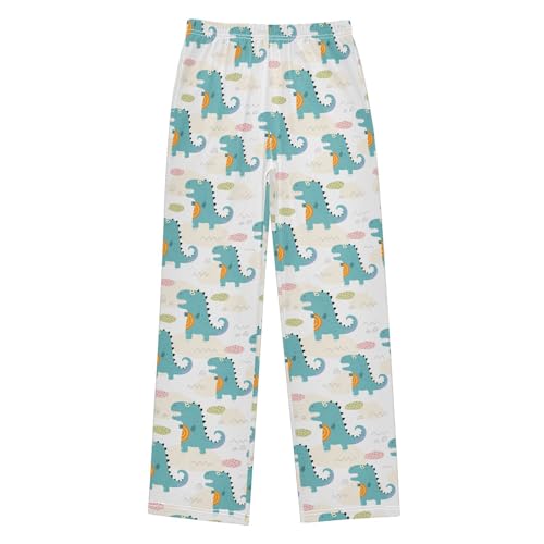 ZZXXB Lovely Cartoon Dino Boys Long Pants Soft Trousers Elastic Waist Kids Lounge Bottoms with Pockets S-XL
