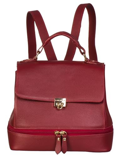 Mochila Feminina Pequena Moderna Compacta Couro Sifra (VERMELHO)