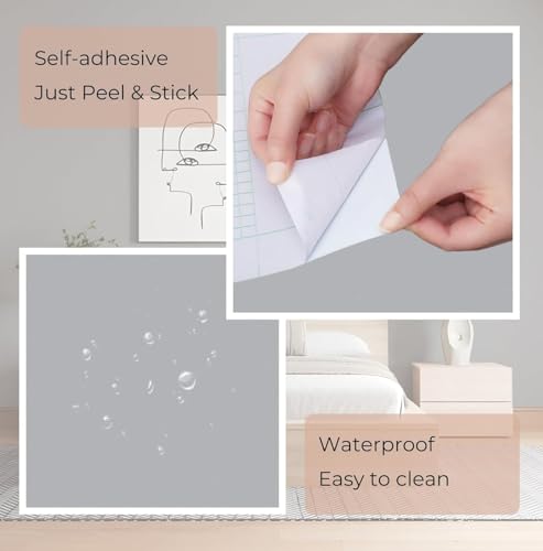Image of ONETON Grey Matte Self Adhesive Wallpaper Peel and Stick Wallpaper for Living Room Bedroom Table (Light Grey MATT WP, 24x150 inch)