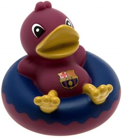 F.C. Barcelona Rubber Dinghy Duck- bath time rubber duck- approx 10cm x 10cm x 7cm- in an acetate box- Official Football Merchandise