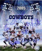 Signed Cowboys, Dallas (2005) 8x10 By Julius Jones, Roy WIlliams, La'Roi Glover, Larry Allen, Jason Witten, Demarus Ware, Drew Bledsoe, Terry Glenn and Keyshawn Johnson autographed