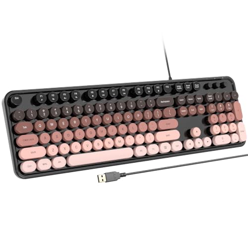Image of Atelus Wired USB Computer Keyboard, Full-Size Retro Typewriter Keyboard with Numeric Keypad, Plug & Play for Windows 7 /8 /10 /11 PC Laptop Home Office