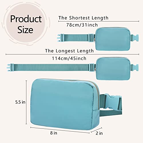 Image of VOROLO Fanny Pack For Women And Men Crossbody Bag Black+Light Blue