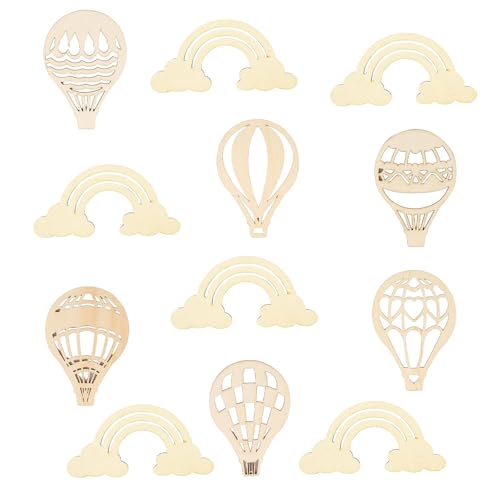 THXFUNAREA Decoración de pared de globo aerostático de madera,decoración de pared de habitación infantil,habitación infantil,hecho a mano,juguete(set, globo aerostático)