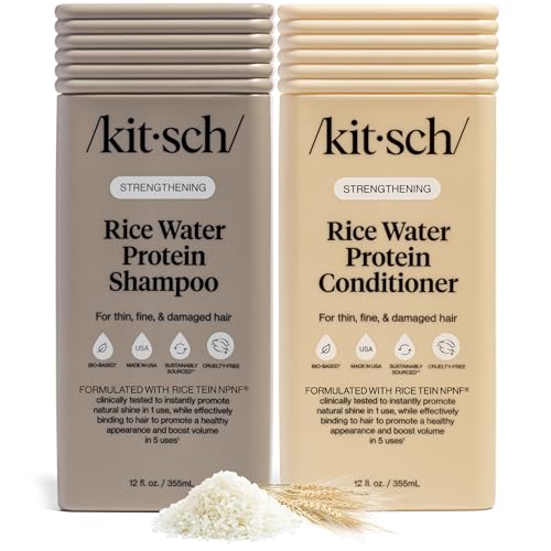 Kitsch Strengthening Rice Water Protein Shampoo & Conditioner Set – Volumizing Hair Care for Thin, Fine & Damaged Hair – Rice Water Formula for Men & Women – (2-Piece Bundle) – 12 oz image 4