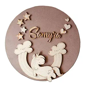Vibhansh Creations Ready To Paint NamePlate DoorSigns MDF WallHanging NamePlate Wood Round MDF Sheets for Craft Work'DIY MDF Name Cutouts Art Kit Set for Kids-Gifts for Girls Age10-12,DIY Kit for Kids