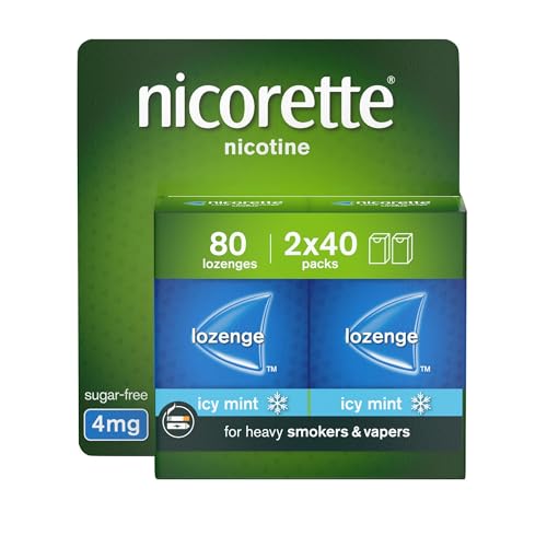 Nicorette Cools 4mg Lozenge 80 Lozenges (2 x 40 Packs) Effective and Discreet Quit Smoking Aid for Cigarettes Nicotine Lozenges with Dual-Layer Icy Mint Flavour Release