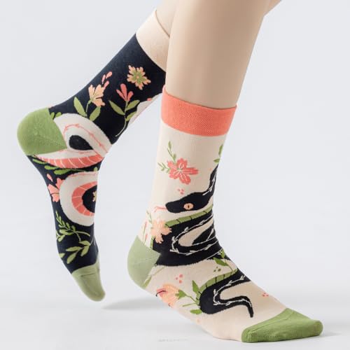 Image of 2 Pairs Cartoon Animal Crew Socks Fun Cotton Mid Calf Socks for Women