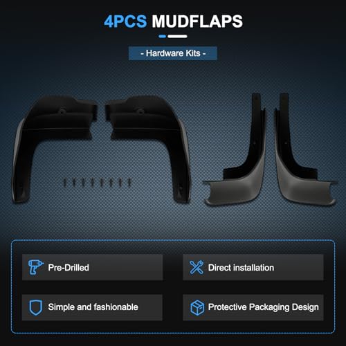 Image of ECCPP Mudguard Splash Guards Front & Rear 2007-2013 for Toyota for Corolla 1.8L 2009-2013 for Toyota for Corolla 2.4L Mud Flaps Set of 4 Flexible and Bendable Mud Flaps Splash