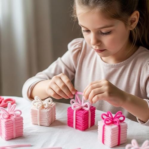 Image of Caydo 200 Pieces Assorted Pink Pipe Cleaners for Crafts