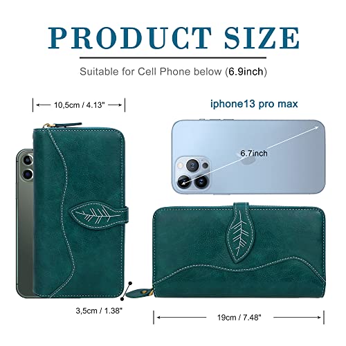 CONISY RFID Wallet Women Large Capacity, Long Leather Clutch Wallet Credit Card Holder for Women with Wristlet4