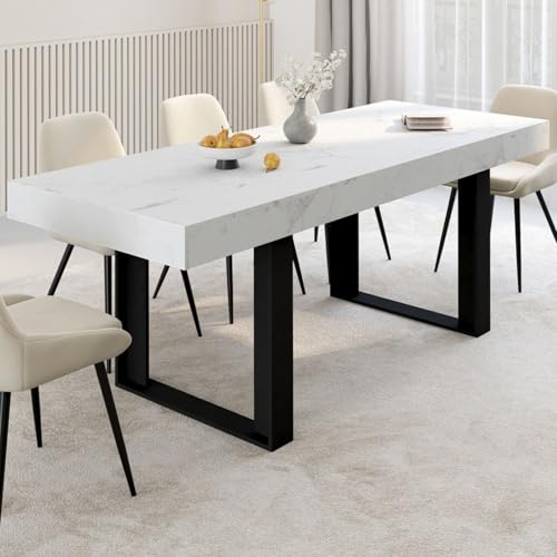 Table à manger extensible 160-200 marbre 4-8 IDMarket