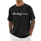 Camiseta para hombre con estampado de ciudad, manga corta, algodón, informal, verano, cuello redondo, camiseta gráfica, camiseta de manga corta, camiseta con letras, camiseta gráfica, moda, ropa de