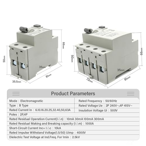 Disjoncteur de courant continu DC Type B 4P 32A 6KA 100mA - 2