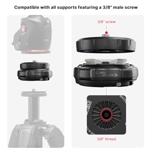 Manfrotto XCHANGE Quick Release, Universelles System für Stativ/Slider/Zubehör, Basis & Platte, 20 Kg Traglast, Leichtes Aluminium, 3/8 & 1/4‑Gewinde, Foto/Video/Licht