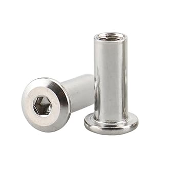 Junter 30pcs M6 x 15mm Nickel Plated Carbon Steel Hex Drive Furniture Connector Cap Nuts Fixings Screws Countersunk Hex Socket Cap Nuts