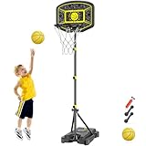 GILIKOKO Kids Basketball Hoop,Adjustable Height 3.6-6.2ft,Basketball Net Kids 3-5,4-8,Outdoor Indoor Toys Gifts for Boys or Girls at age 3 4 5 6 7 8,Steel Frame (Black)