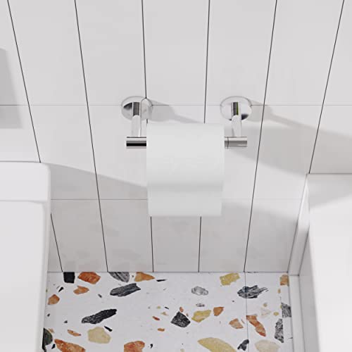 Image of RARXTR Toilet Paper Holder Chrome SUS304 Stainless Steel Double Post Pivoting Polish Chrome Toilet Paper Roll Holder Wall Mounted Toilet Tissue Holder for Commercial Bathroom RV, Polished, 2 Pack