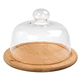 KVMORZE 7.1''Glass Dessert Dome with Base, Mini Decorative Cake Tray with Glass Dome Cover, Cake Fruit Display Server Tray for Kitchen, Birthday, Wedding, Appetizer Dessert and Cheese Serving Platter