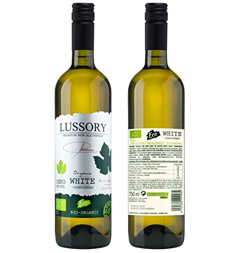 Lussory Organic Bio Dealcoholized 0.0% Non Alcoholic Wine Sampler (Brut, Merlot, Chardonnay) Spain, Low Calories, Organic, Vegan (3 Bottle Sampler Pack)