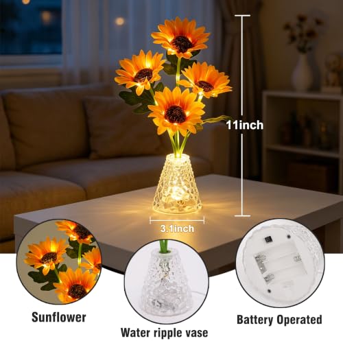 Image of Sunflower Lamp Gifts for Women Cordless Flower Night for Home Decor Wedding | suitable for covered outdoor spaces like covered patio, balcony, cafe, store,wedding tent for ambient decor.