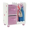 Emily Rose 14 Inch Doll Furniture - Open Wardrobe Closet with Hangers & Storage Bins - Wooden Organizer for Wellie Wishers, Glitter Girls & 14 Dolls