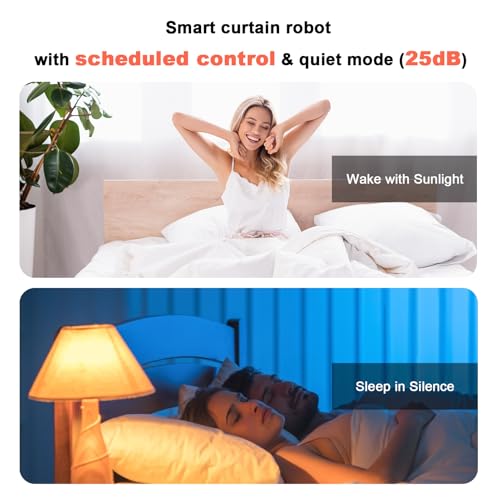 Automatic Curtain Opener - Electric Curtains with Remote Smart Curtain Opener Electronic for Roman/U/T Rails, Bluetooth Curtain Opener with App/Timer, Compatible with Alexa and Google Home