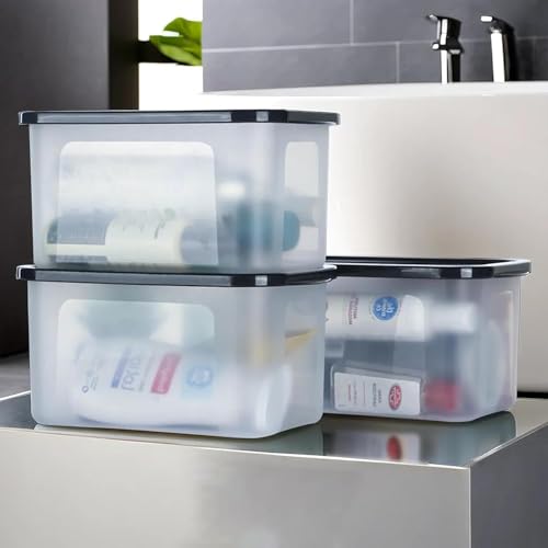 Image of SR Plastic Airtight Storage Container for Kitchen, Pantry and Home Organization | Multipurpose Stackable Refrigerator Organizer for Snacks, Fruits, Bread and Cosmetics (Set of 6-Transparent)