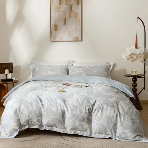 OAITE Floral Duvet Cover Set, Queen, 3-Pc Cotton