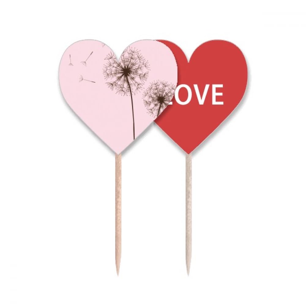 Cure-dents drapeau pissenlit fleur et cœur en papier pour décoration de cupcake et buffet de fête