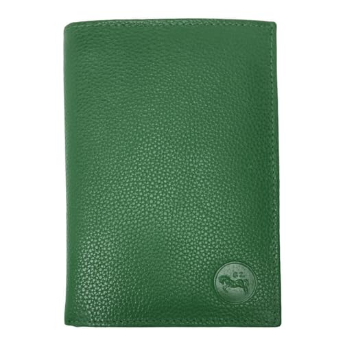 LOLUNA® Grand Portefeuille Homme Cuir véritable 4 Volets pour Carte Grise, permis, identité, Cartes, Billet et Monnaie - Vert