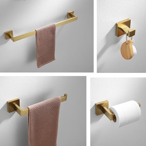 Barra de toalla oro cepillado y accesorios de acero inoxidable para baños elegantes 3