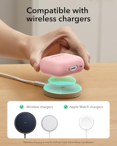 Image of ESR for AirPods 4 Case, Compatible with AirPods 4th Generation Case (2024) (USB-C), Magnetic Lid Lock, Full Drop Protection Cover, Cloud Soft Case, Pink