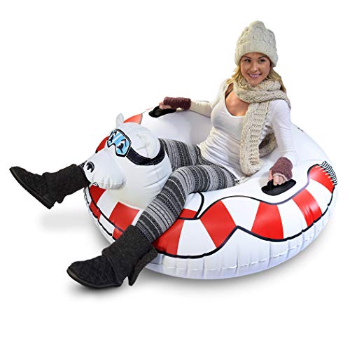GoFloats Winter Snow Tube - Inflatable Toboggan Sled for Kids and Adults