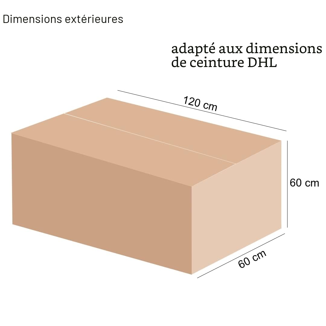 karton-billiger | Carton DHL 120 x 60 x 60 cm Carton d'expédition à double cannelure Carton pliable Boîte d'expédition Rainure verticale 1200 x 600 x 600 mm | 1 pièce