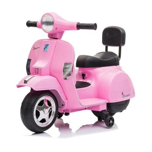 Tecnobike Shop Moto Elettrica per Bambini Piaggio Mini Vespa Small PX 6V - Mp3 - USB - Suoni - Luci Led (Rosa)