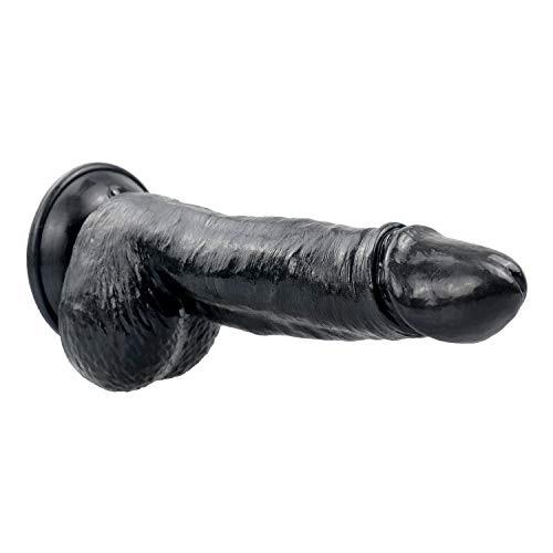 8 in Plesure Black Dillo Realistic Beginner Relaxing Wand Thick Didlo for Women