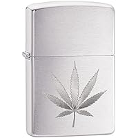 Zippo Cannabis leaf brushed chrome windproof lighter