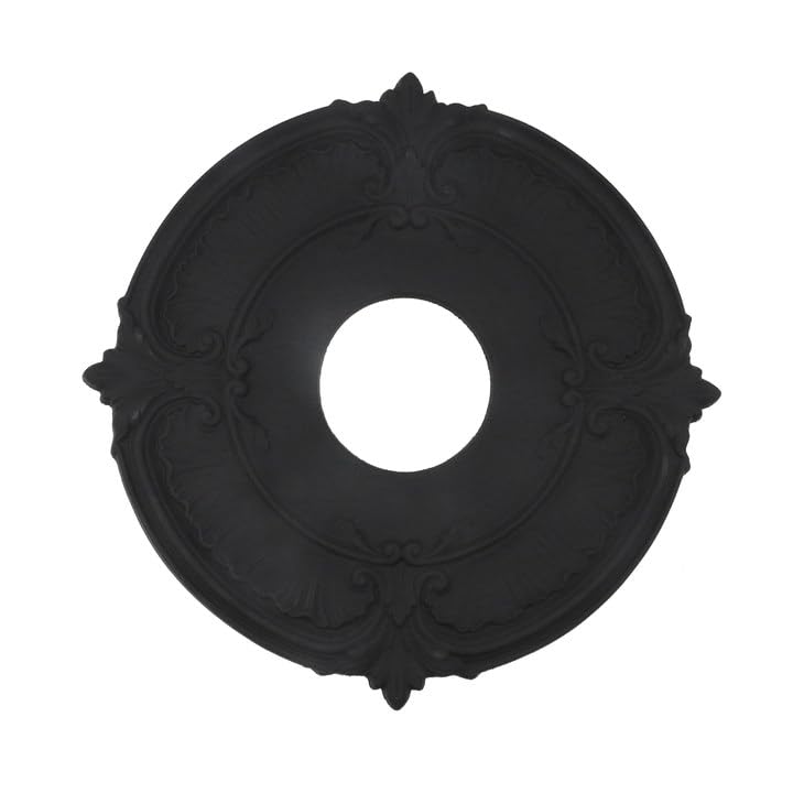 Placa de luz de techo para ventilador medallón decorativo negro 30.5cm