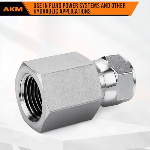 Image of Straight Hydraulic Hose Adapter Fittings, 6505-08-08 1 /2 inch NPTF (1 /2-14 thread) Male x 1 /2 inch JIC (3 /4 inch-16 thread) Female Swivel Connectors x 5 pack